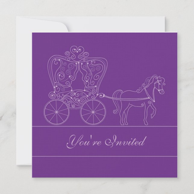 5x5 Dark Purple Carriage Wedding Invitation (Front)