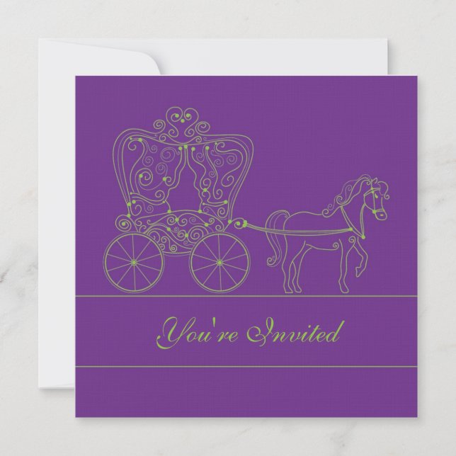 5x5 Dark Purple Carriage Wedding Invitation (Front)