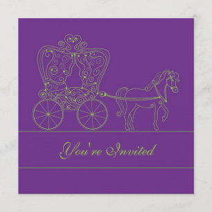5x5 Dark Purple Carriage Wedding Invitation
