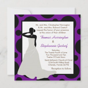 5x5 Dark Purple Pok-a-Dot Wedding Invitation