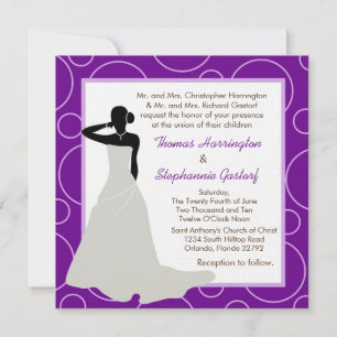 5x5 Dark Purple Pok-a-Dot Wedding Invitation