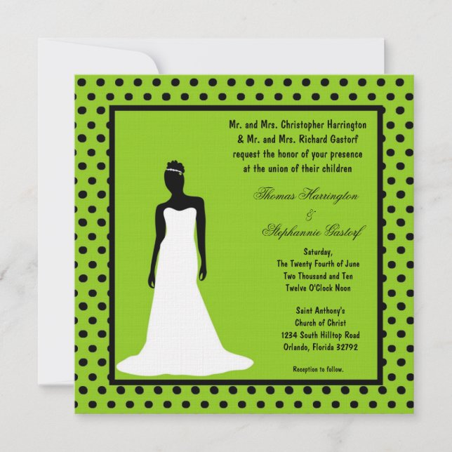 5x5 Electric Green Bride Wedding Invitation (Front)