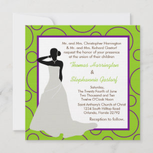 5x5 Electric Green Pok-a-Dot Wedding Invitation