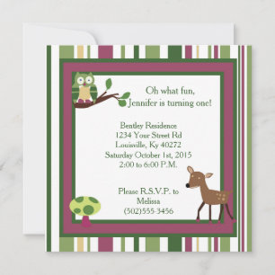 5x5 Enchanted Forest 1st Birthday Invitation