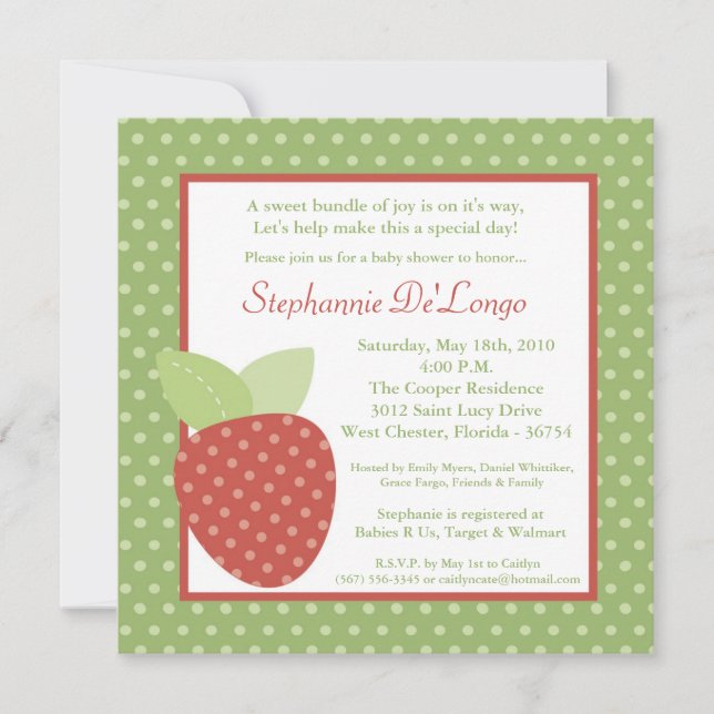 5x5 Farm Strawberry Fruit Baby Shower Invitation (Front)