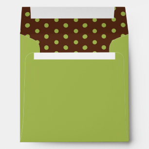 5x5 Green and Brown Envelope with Polka Dots