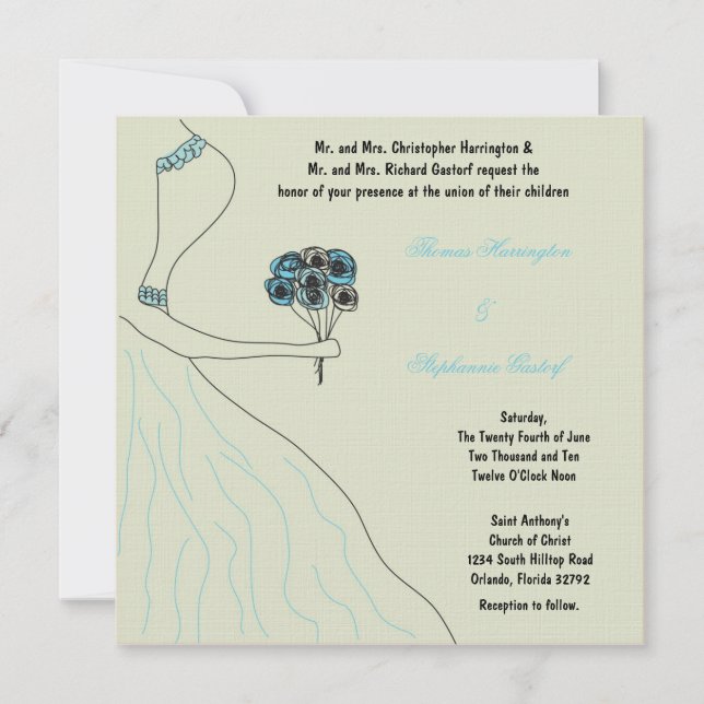 5x5 Grey Bride Wedding Invitation (Front)