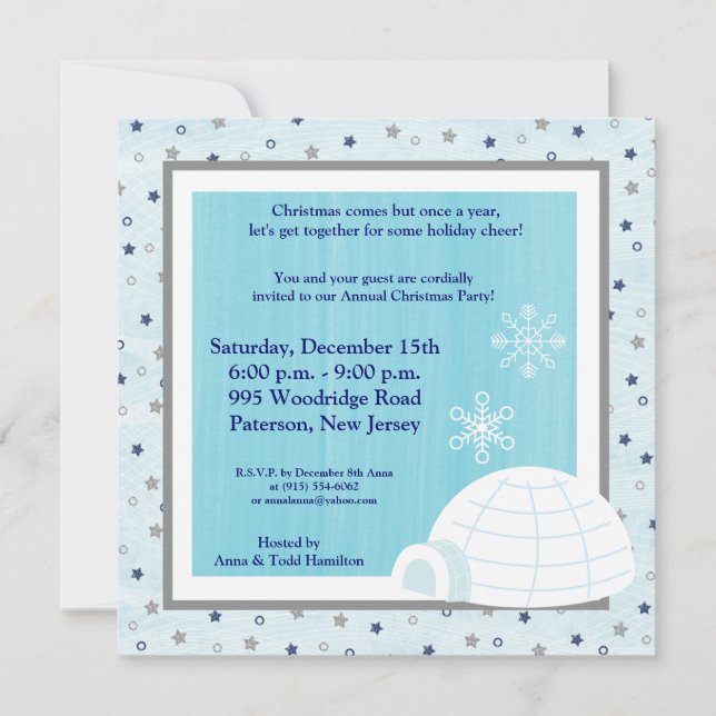 5x5 Icy Igloo Baby Blue Invitation (Front)