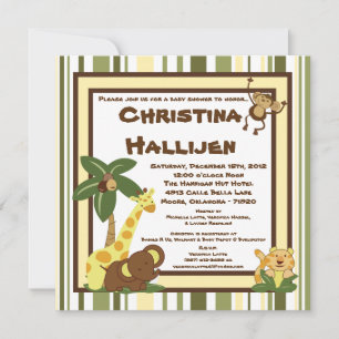 5x5 Jungle Babies Baby Shower Invitation