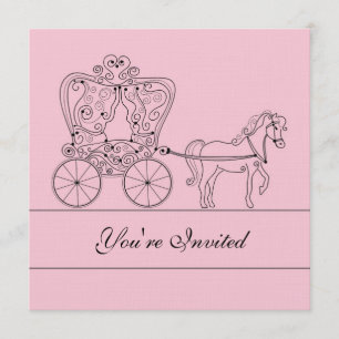 5x5 Light Pink Carriage Wedding Invitation