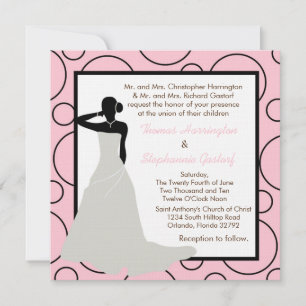 5x5 Light Pink Pok-a-Dot Wedding Invitation