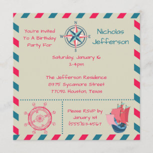 5x5 Nautical Birthday Party Invitation