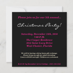 5x5 Pink Christmas XMAS Tree Christmas Invitation