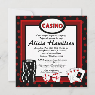 5x5 Red & Black Las Vegas Bachelorette Invitation