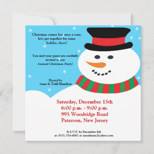 5x5 Snowy Snowman Invitation