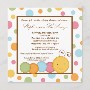 5x5 Spring Caterpillar Worm Baby Shower Invitation