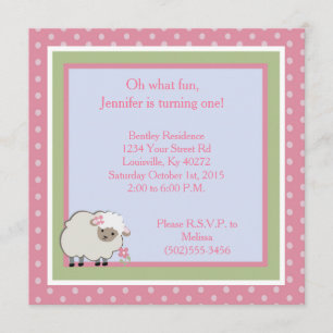 5x5 Sweet Dreams Lamb 1st Birthday Invitation