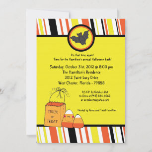 5x5 Trick or Treat Halloween Party Invitation
