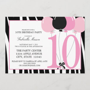 5x7 10th Birthday Party Invite