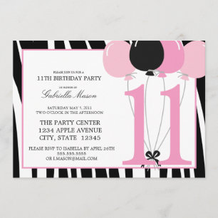 5x7 11th Birthday Party Invite