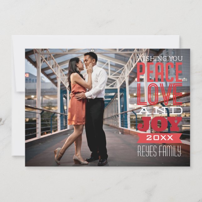 5x7 1 Photo Peace, Love & Joy Photo Card (Front)