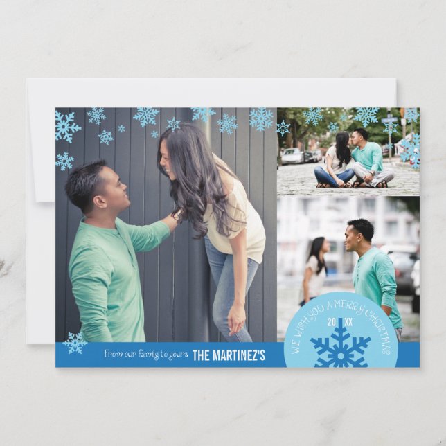 5x7 3 Photo Snowflake Photo Card (Front)