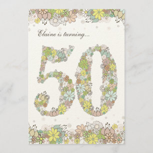 5x7 50th Birthday Party Natural Blooms Invitation