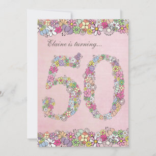 5x7 50th Birthday Party Spring Blooms Template