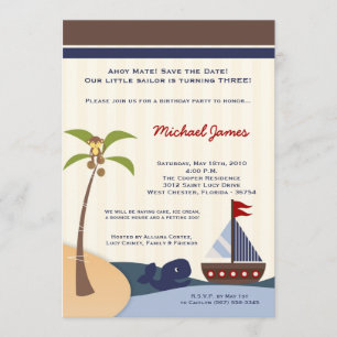 5x7 Ahoy Mate Sailboat Whale Birthday Invitation