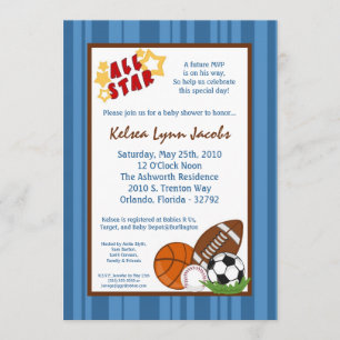 5x7 All Star MVP Sport Ball Baby Shower Invitation