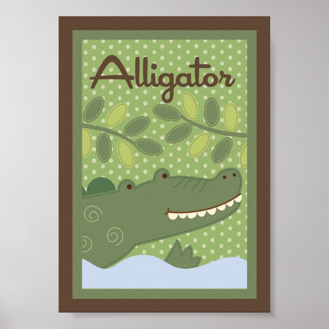 5x7 "Alligato" Jungle Safari Baby Bedding Wall Art (Front)