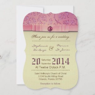 5x7 Amethyst Jewel Embossed Wedding Invitation