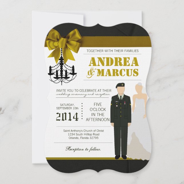 5x7  ARMY Bride Uniform Wedding Invitation (Front)