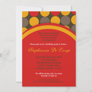 5x7 Autumn Fall Polka Dot Birthday Part Invitation