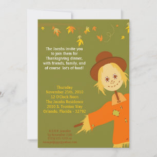 5x7 Autumn Scarecrow Thanksgiving Party Invitation