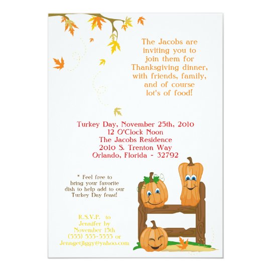 5x7 Autumn Thanksgiving Dinner Party Invitation