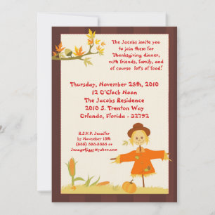 5x7 Autumn Thanksgiving Dinner Party Invitation