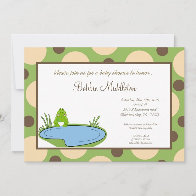 5x7 Baby Frog Pond Baby Shower Invitation (Front)