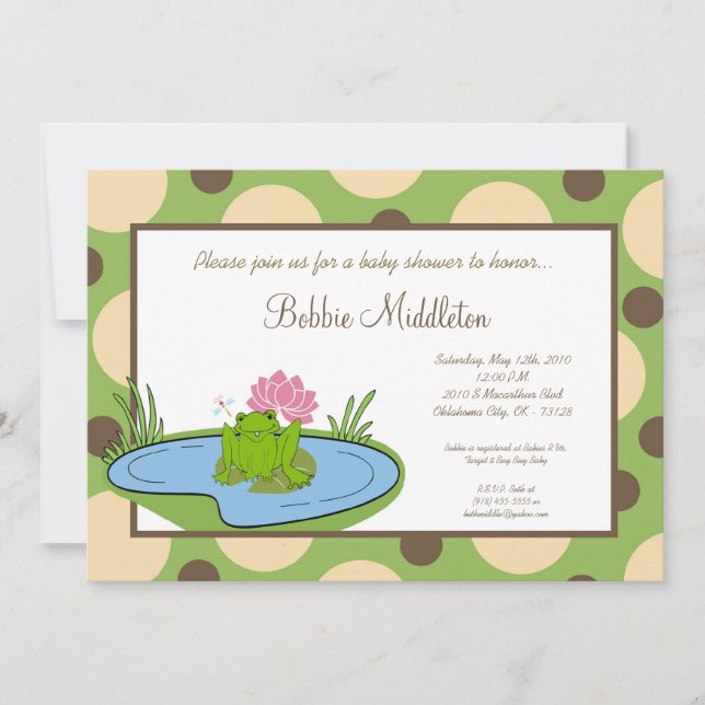 5x7 Baby Frog Pond Baby Shower Invitation (Front)