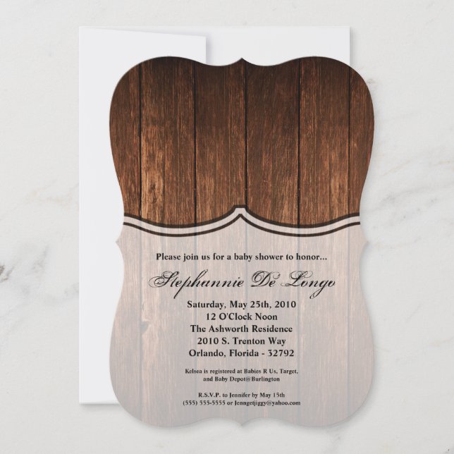 5x7 Baby Shower Invitation Barn Wood Country Rusti (Front)