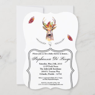 5x7 Baby Shower Invitation boho deer Buck Head Bro