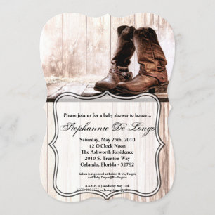 5x7 Baby Shower Invitation boots country rustic we