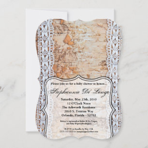 5x7 Baby Shower Invitation Country Barn Wood Lace