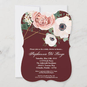 5x7 Baby Shower Invitation Geometric Garden Wine