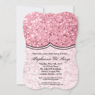 5x7 Baby Shower Invitation Rose Gold Glitter