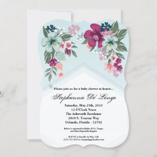 5x7 Baby Shower Invitation Tropical Flower on Blue