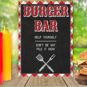 5x7 Backyard BBQ Birthday Burger Bar Table Sign