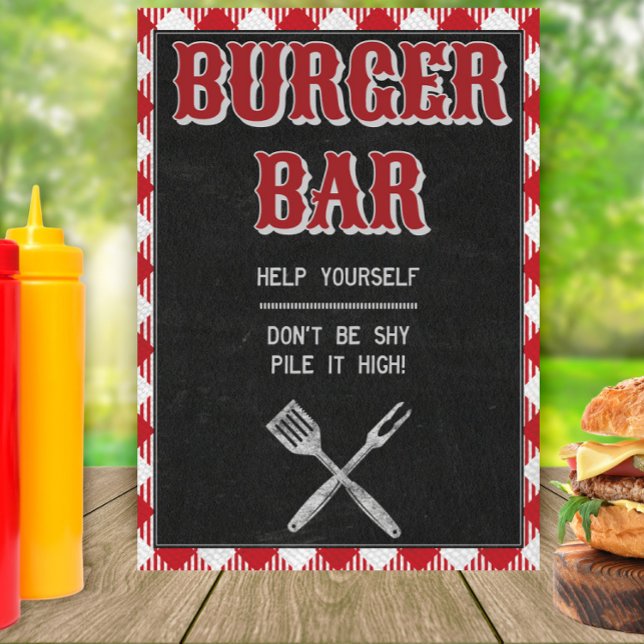 5x7 Backyard BBQ Birthday Burger Bar Table Sign (Creator Uploaded)