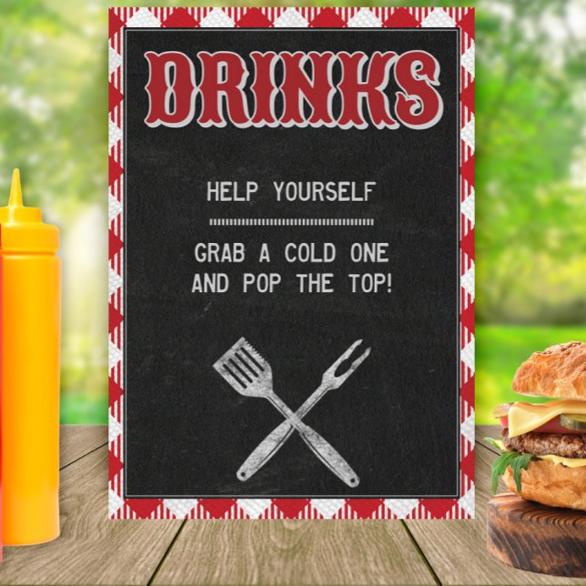 5x7 Backyard BBQ Birthday Drinks Table Sign (Creator Uploaded)