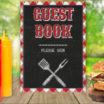 5x7 Backyard BBQ Birthday Guest Book Table Sign<br><div class="desc">Part of our BBQ Birthday Bash collection! Designed for the backyard barbecue lovers, this collection features chalkboard accents, a chalk lettering look plus classic red & white gingham to add that special touch to your outdoor party. Perfect for birthdays for dad, grandpa, a coworker, friends and family alike. Get a...</div>